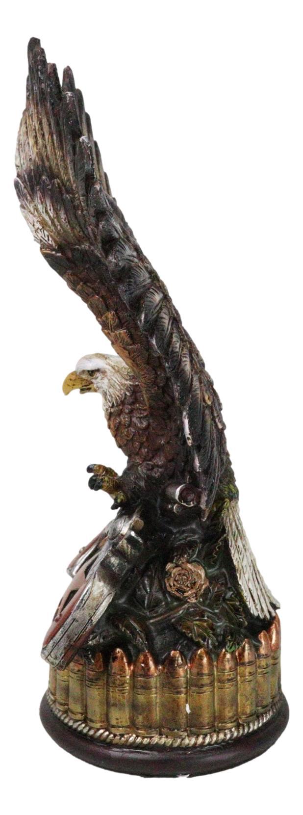 Patriotic Eagle With Open Wings On 2 Pistols Western Star And Bullets Figurine