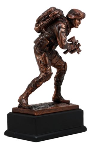 Patriotic Marine Cadet Statue With Base 10"H Ground Combat Rifle Special Force