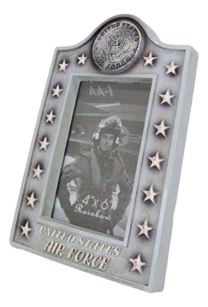 Patriotic United States Air Force Eagle Rank Stars Memorial 4"x6" Picture Frame