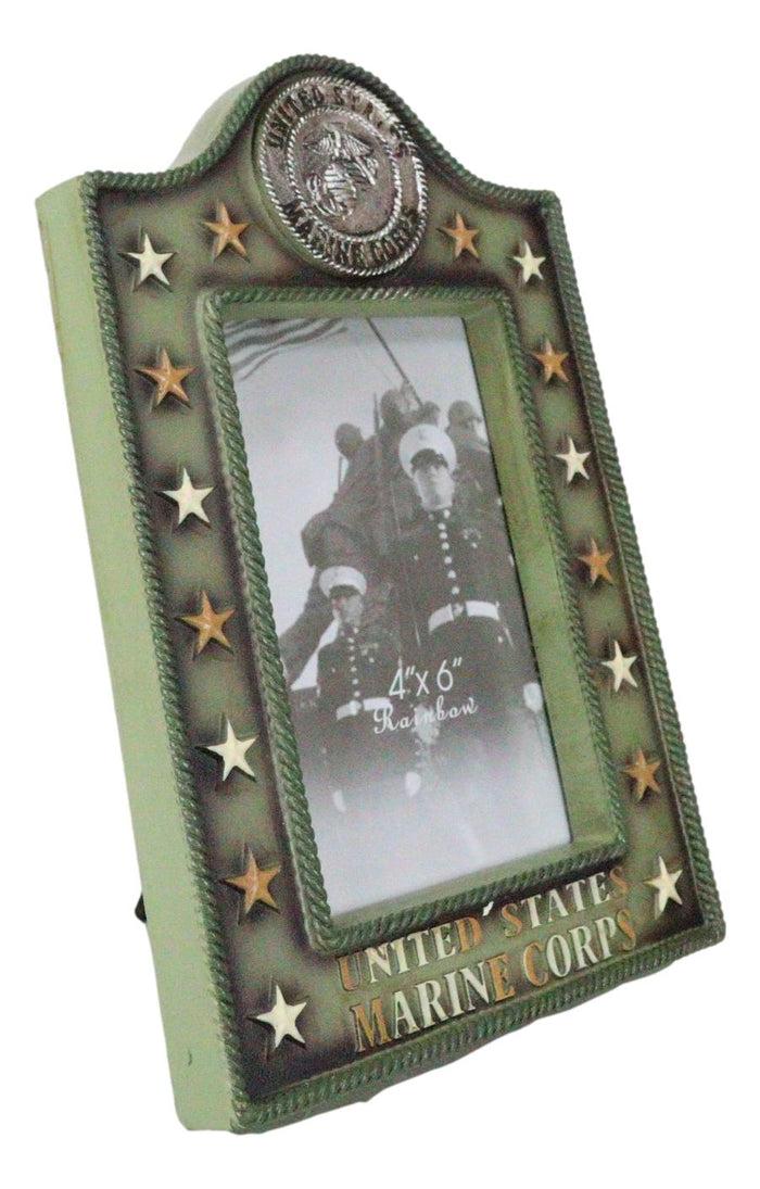 Patriotic United States Marine Eagle Seal Rank Stars Memorial 4x6 Picture Frame