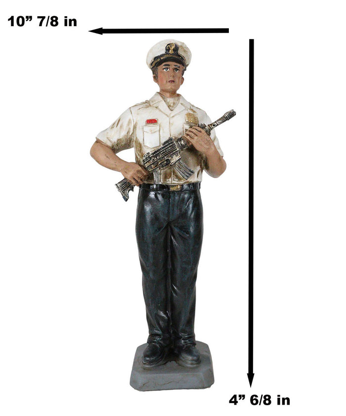 Patriotic US Military Modern Navy Sailor In Uniform Carrying A Rifle Figurine