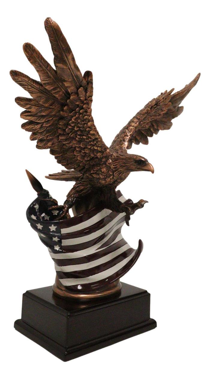 Patriotic Wings Of Glory Bald Eagle With Old Faithful American Flag Figurine