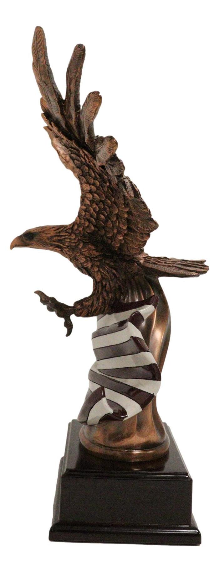 Patriotic Wings Of Glory Bald Eagle With Old Faithful American Flag Figurine
