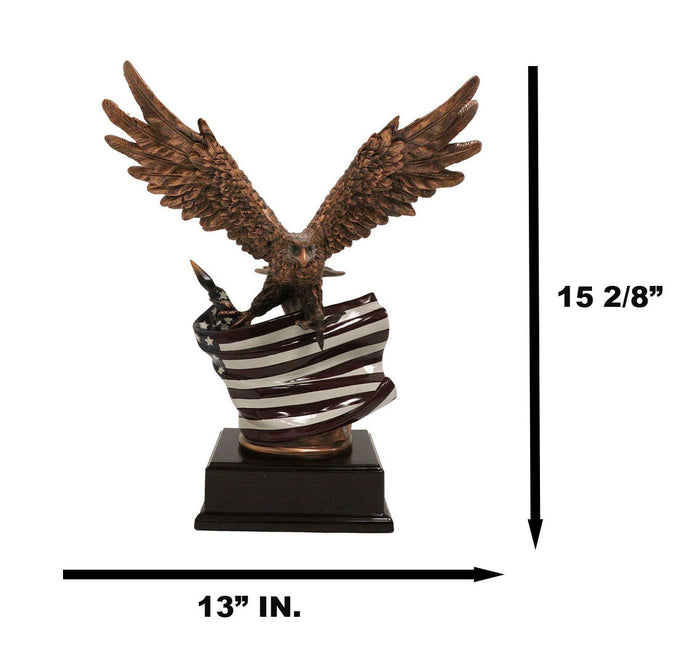 Patriotic Wings Of Glory Bald Eagle With Old Faithful American Flag Figurine