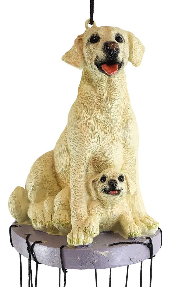 Pedigree Dogs Golden Retriever Dog With Puppy Figurine Top Resonant Wind Chime