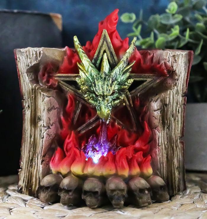 Pentagram Star Green Dragon Of Bibliography On Spell Book With LED Fire Breath