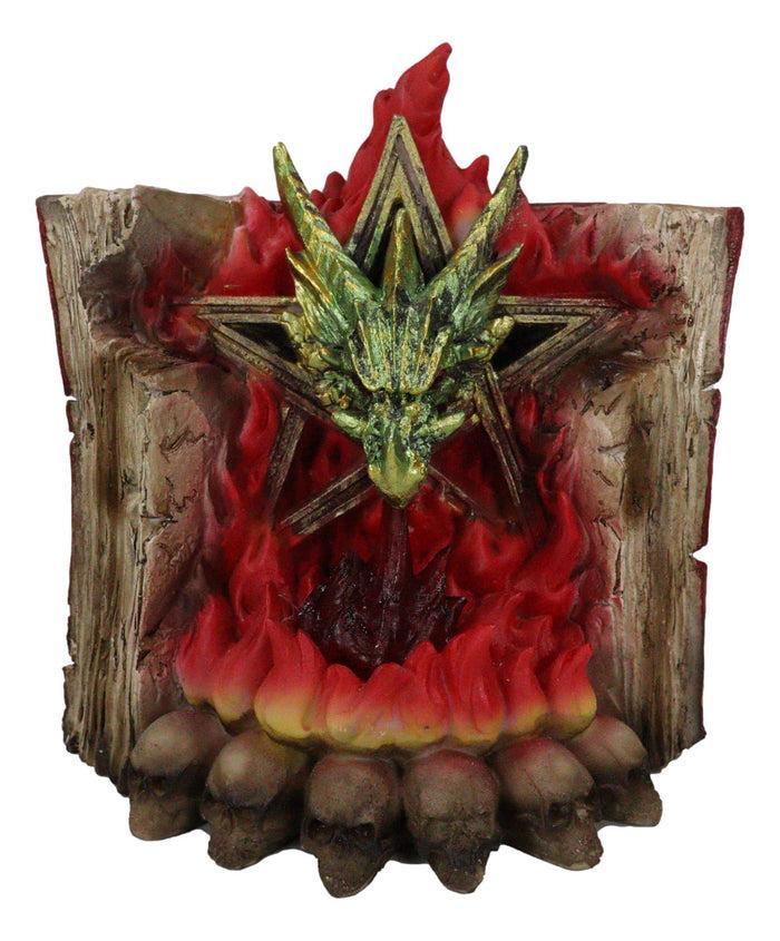Pentagram Star Green Dragon Of Bibliography On Spell Book With LED Fire Breath
