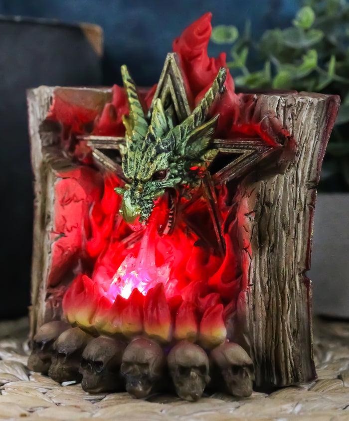 Pentagram Star Green Dragon Of Bibliography On Spell Book With LED Fire Breath