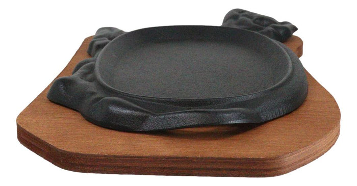 Personal Size Cow Shaped Cast Iron Unseasoned Sizzling Fajita Pan Skillet Set