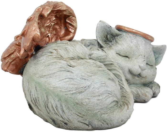 Pet Memorial Angel Cat Sleeping Cremation Urn Statue Bottom Load 30 Cubic Inch