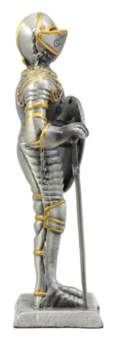 Pewter French Knight Figurine 4"H Medieval Suit Of Armor Dollhouse Miniature