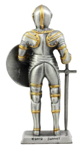 Pewter French Knight Figurine 4"H Medieval Suit Of Armor Dollhouse Miniature
