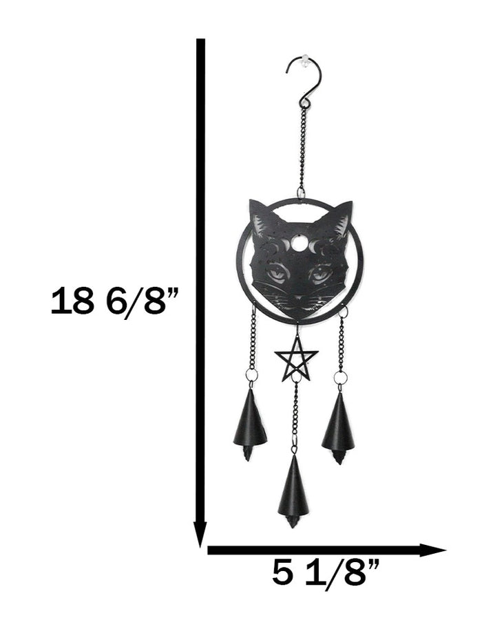 Phases Of The Moon Celestial Black Cat Pentagram Wall Hanging Decoration Chime
