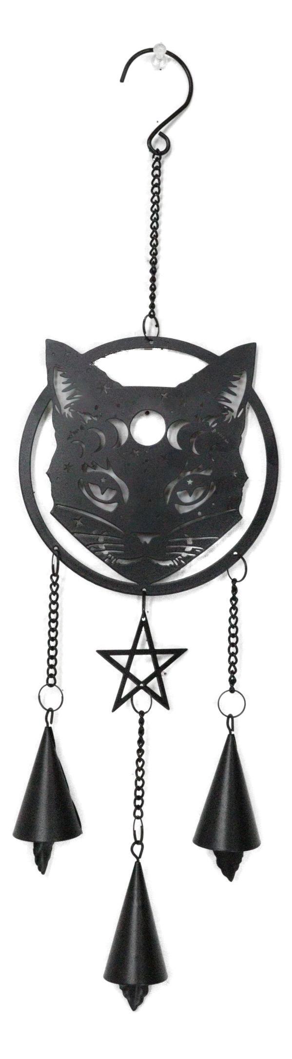 Phases Of The Moon Celestial Black Cat Pentagram Wall Hanging Decoration Chime