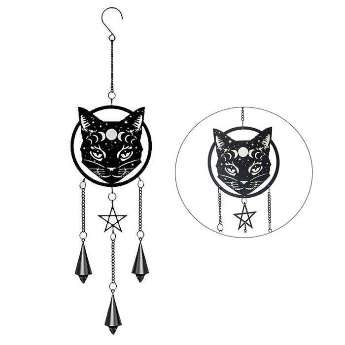 Phases Of The Moon Celestial Black Cat Pentagram Wall Hanging Decoration Chime