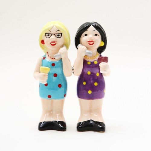 Phoney Friends Salt And Pepper Shaker Set Ceramic Magnetic Kitchen Decor