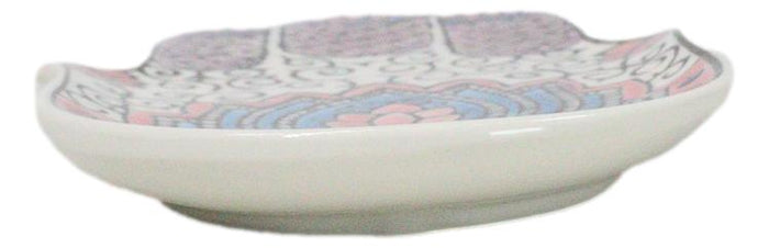 Pink Chakra Hamsa Palm Mandala And Evil Eye Ceramic Dish Brass Incense Holder