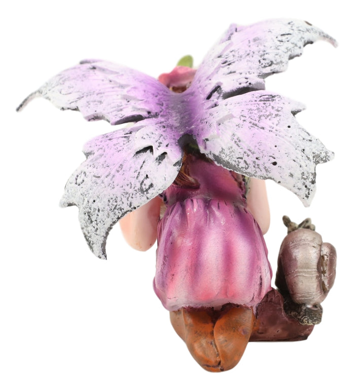 Pink Lily Fairy With Toadstool Mushroom And Snail Figurine 3.25"H Faerie Garden