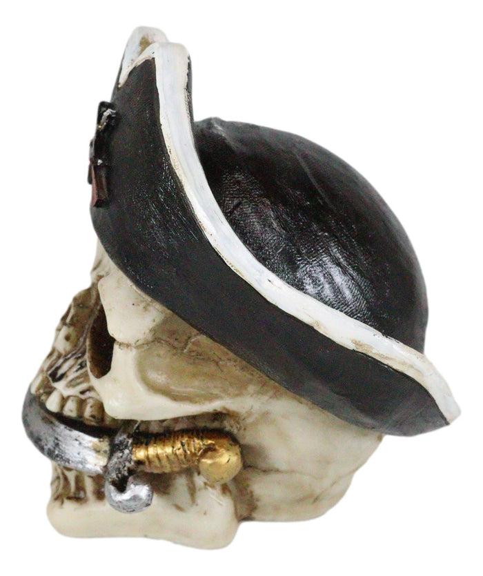 Pirate Captain Hook Marauder Skull With Golden Earring Statue Skeleton Decor