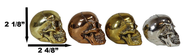 Pirate's Loot Metallic Silver Gold Brass And Copper Tone Skulls Mini Figurines