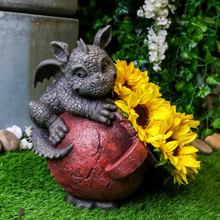 Playful Climbing Dragon Baby Planter Pot Home Patio Garden Decor Statue 12.5"H