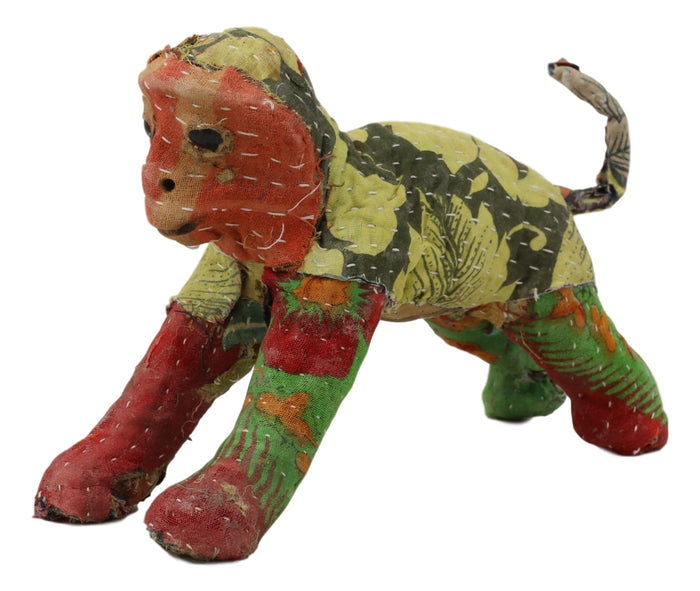 Playful Jungle Monkey Hand Crafted Paper Mache In Colorful Sari Fabric Figurine
