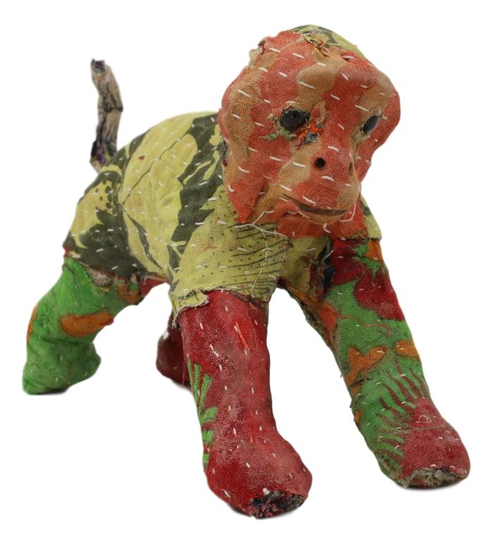Playful Jungle Monkey Hand Crafted Paper Mache In Colorful Sari Fabric Figurine