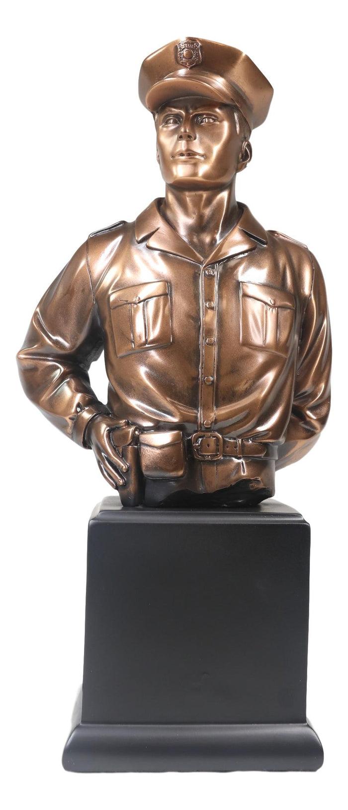 Police Man Officer Cop In Uniform Portrait Bust Electroplated Statue With Base