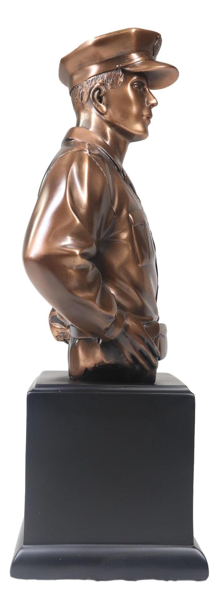 Police Man Officer Cop In Uniform Portrait Bust Electroplated Statue With Base
