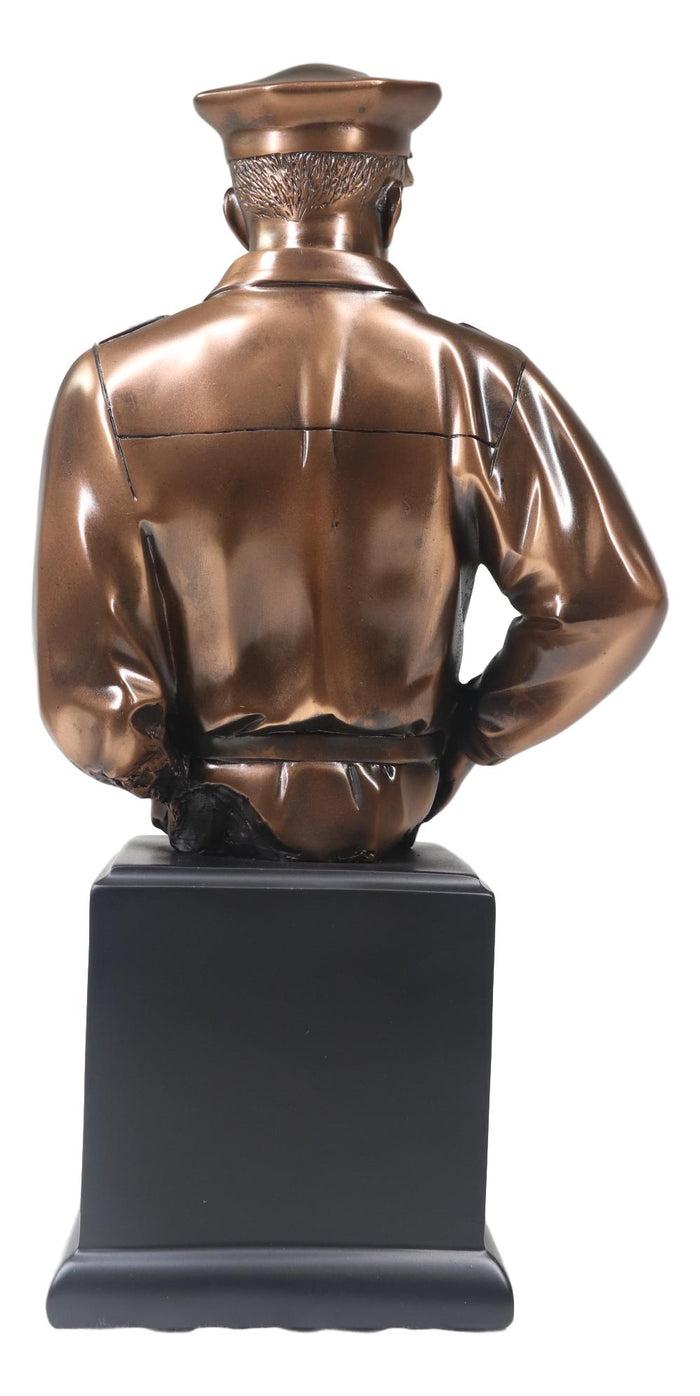 Police Man Officer Cop In Uniform Portrait Bust Electroplated Statue With Base
