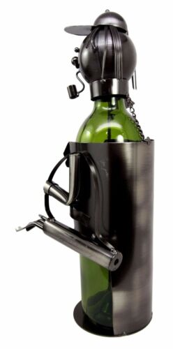 Professional Golfer With Ball Pipe & Flag Metal Wine Bottle Holder Caddy Decor