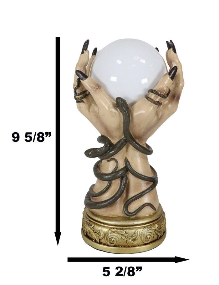 Psychic Fortune Teller Witch Hands With Snakes Rotating LED Glass Gazing Ball
