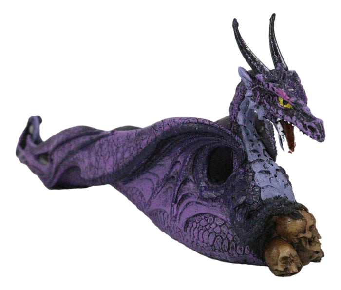 Purple Night Sky Dusk Skull Grave Dragon Growling Incense Holder Burner Figurine