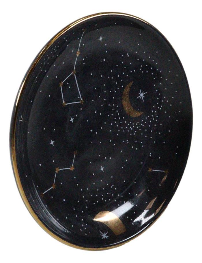 Purple Star Astrology Constellation Zodiac Moon And Stars Trinket Jewelry Dish