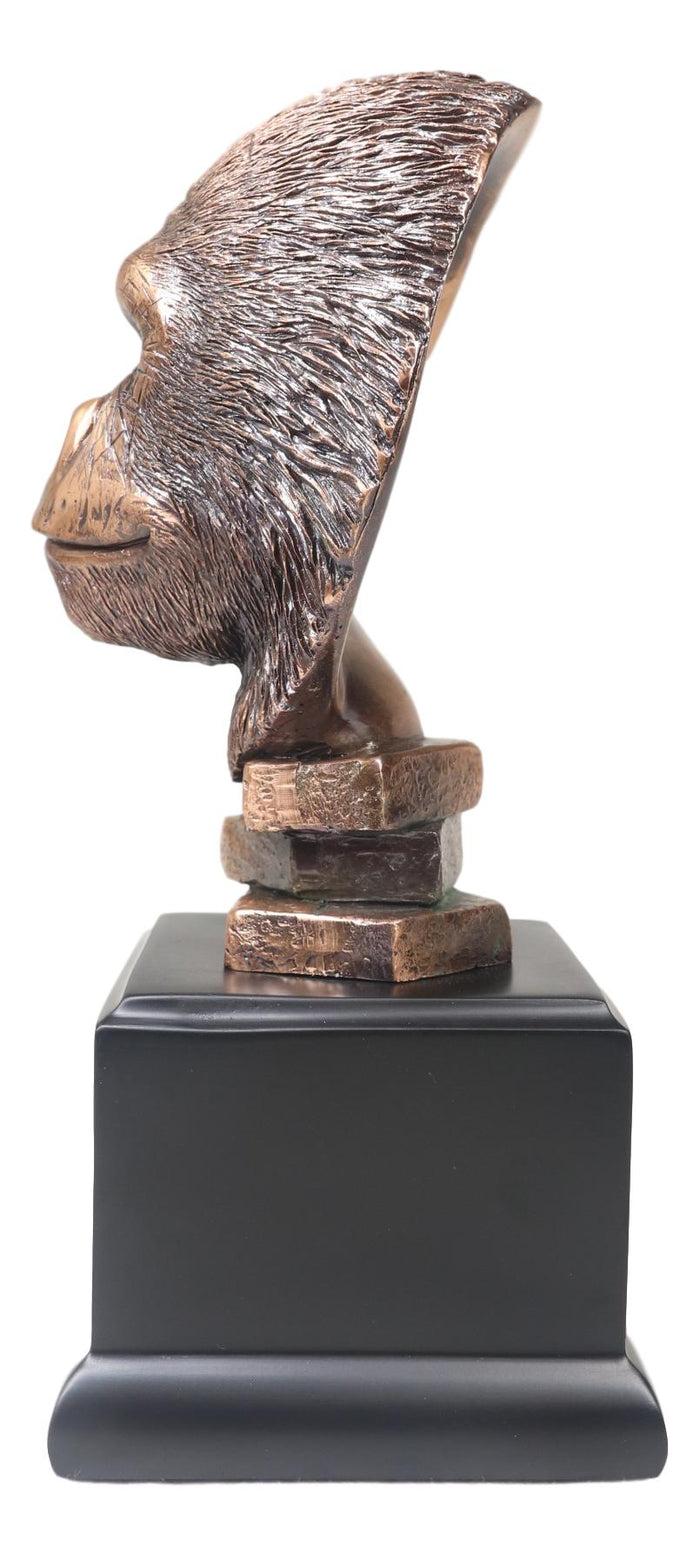 Rainforest Silverback Gorilla Head Bust Statue In Bronze Electroplated Finish