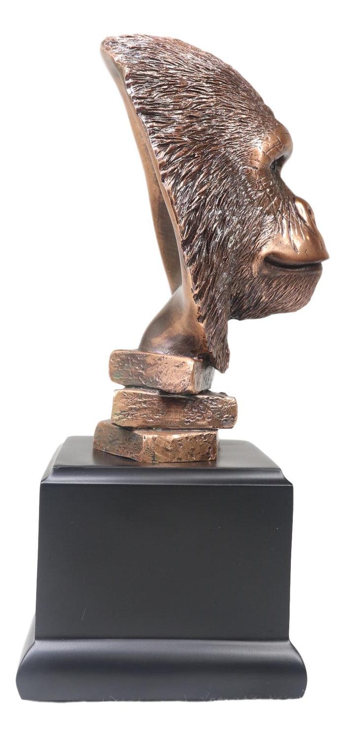 Rainforest Silverback Gorilla Head Bust Statue In Bronze Electroplated Finish