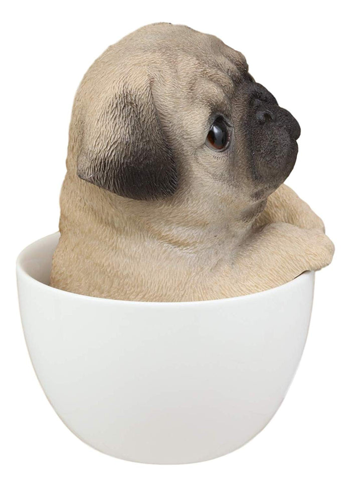 Realistic Adorable Pug Dog Teacup Statue 5.5" Tall Pet Pal Puppy Pugs Figurine