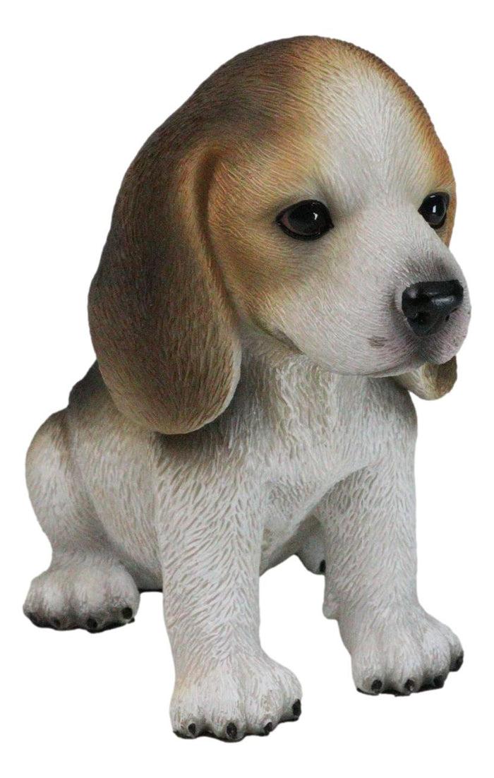 Realistic Adorable Sitting Tri Color Beagle Dog Puppy Home Decor Figurine 6"L