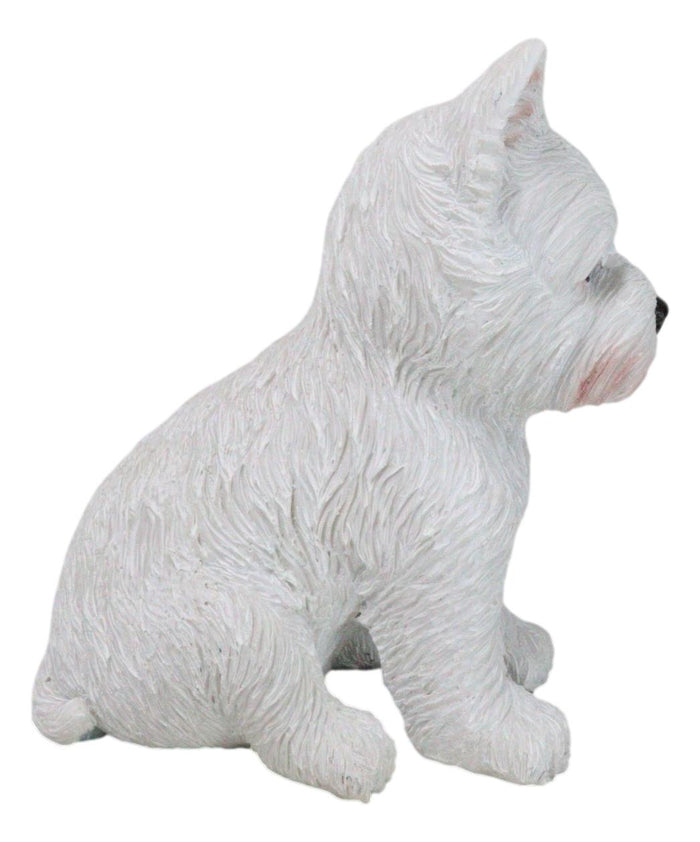 Realistic Adorable Sitting White Westie Dog Puppy Home Decor Figurine 6"H