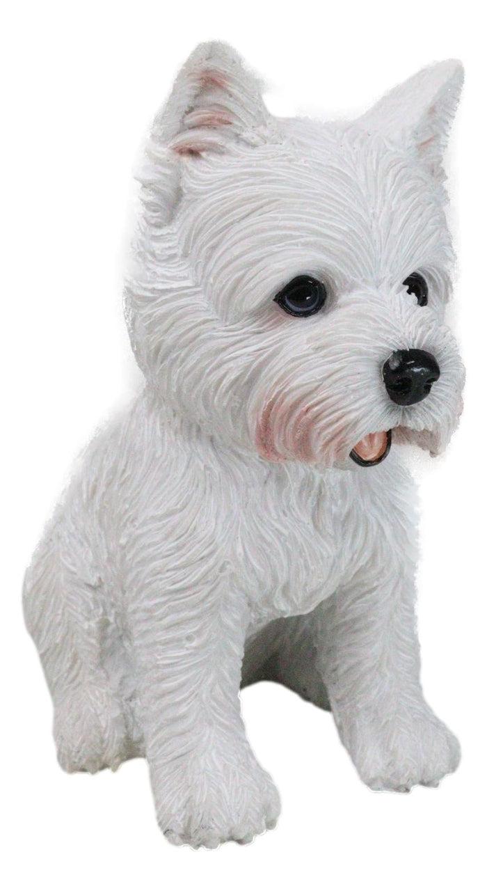 Realistic Adorable Sitting White Westie Dog Puppy Home Decor Figurine 6"H