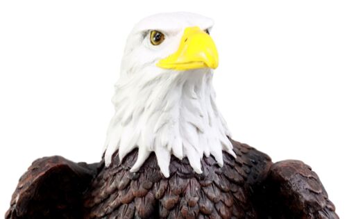 Realistic American Pride Bald Eagle Bird Perching On Tree Branch Statue 8.75"H