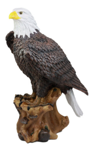 Realistic American Pride Bald Eagle Bird Perching On Tree Branch Statue 8.75"H