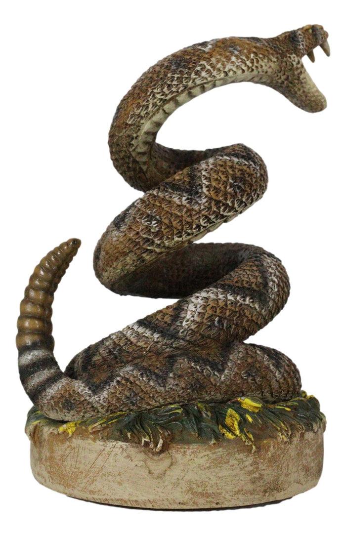 Realistic Ferocious Attacking Diamondback Rattlesnake In Coiled Posture Figurine