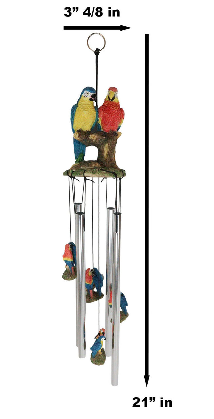 Red And Blue Scarlet Macaw Parrots Couple Resonant Relaxing Wind Chime Patio