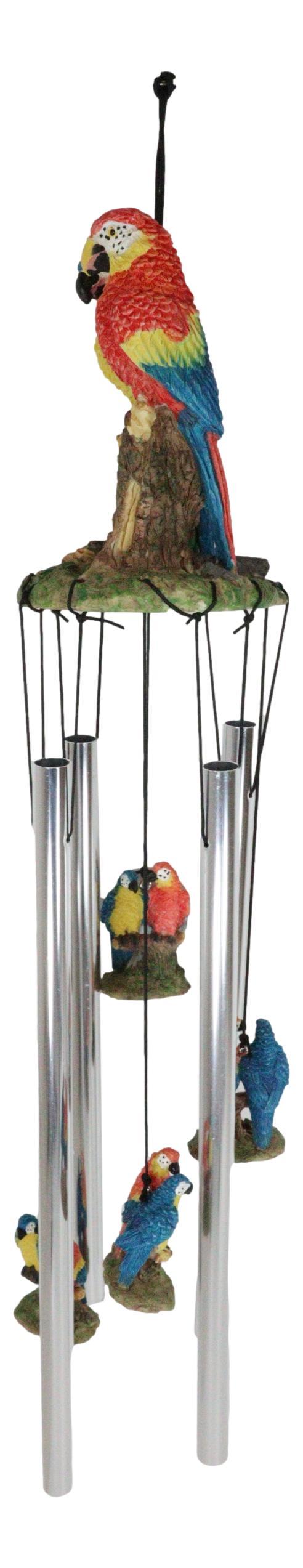 Red And Blue Scarlet Macaw Parrots Couple Resonant Relaxing Wind Chime Patio