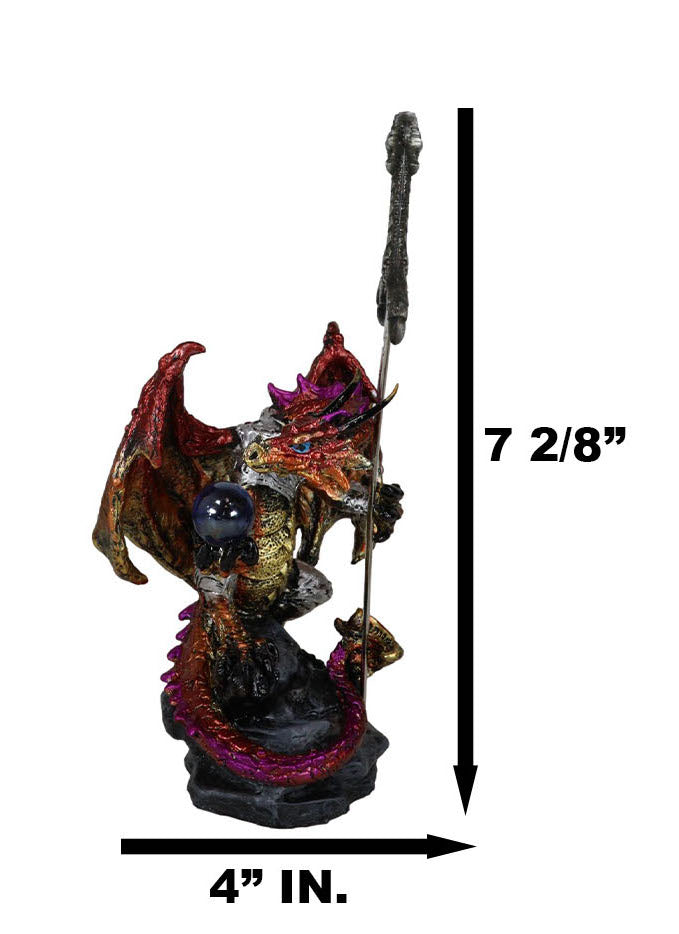 Red Metallic Fire Knight Dragon With Orb And Gothic Sword Letter Opener Figurine