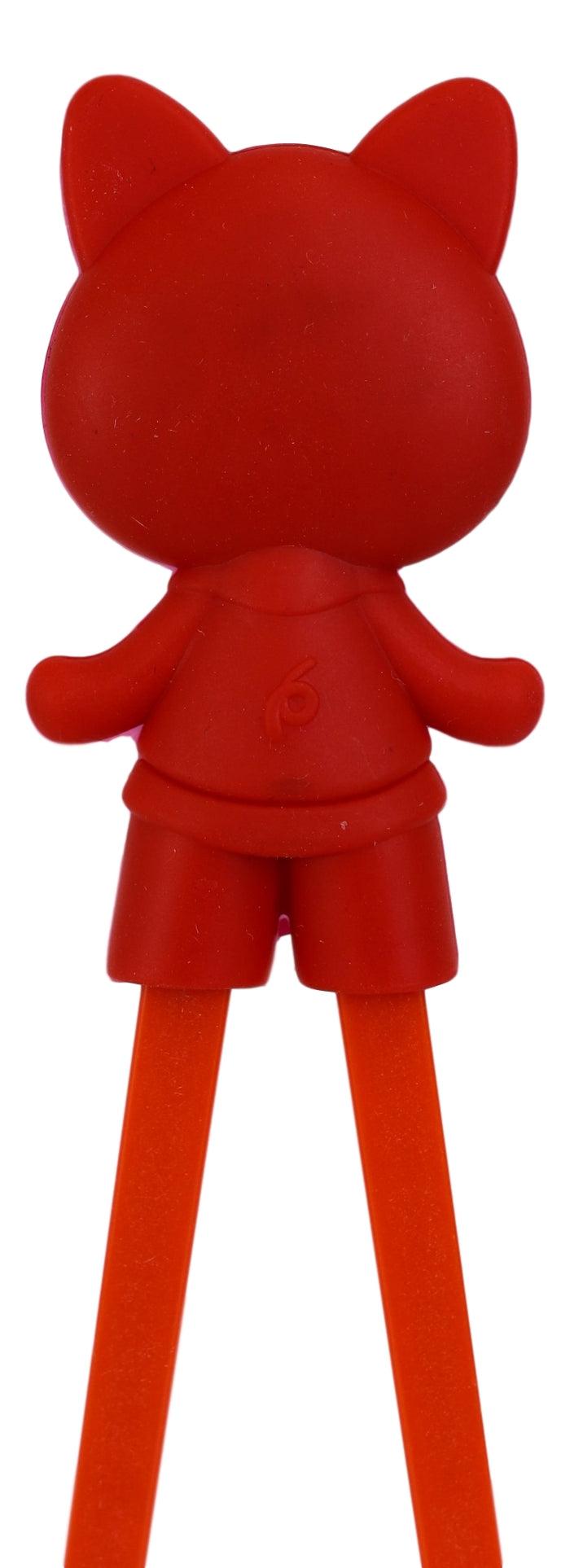Red Miss Piggy Pig Reusable Training Chopsticks Set W/ Silicone Helper BPA Free