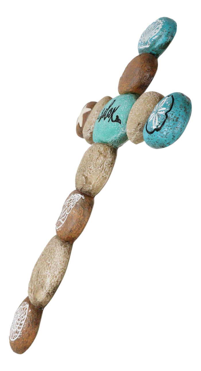 Relax Starfish Oyster Clam Shells Sand Dollar Stone Rocks Marine Wall Cross