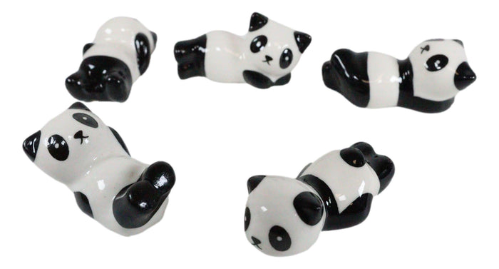Relaxing Exotic Giant Panda Bears Set Of 5 Chopsticks And Flatware Holder Rests