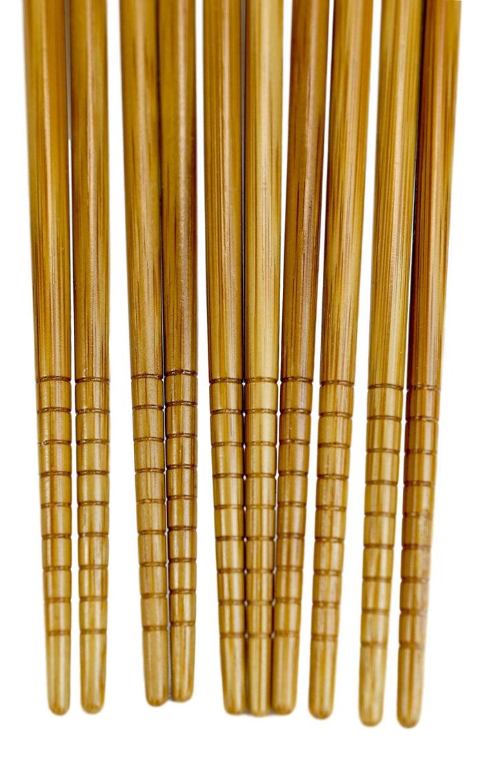 Reusable Bamboo Colorful Giant Panda Bears Set Of 5 Ridged Ends Chopsticks Pairs